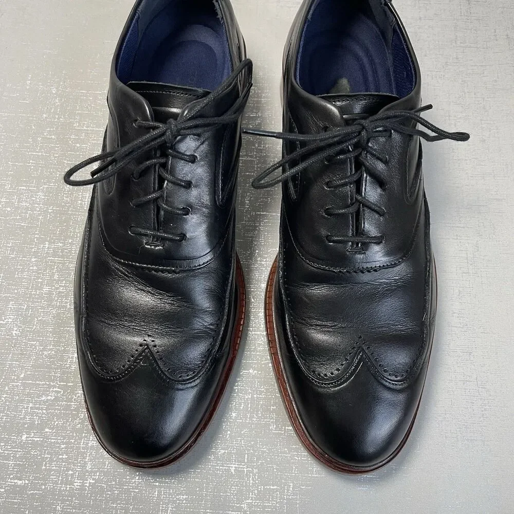 Cole Haan Men's 8.5 M‎ Black Leather Washington Grand 2.0 Oxford Shoes C28182